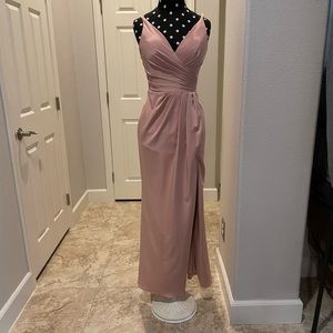 Faviana Rose Pink Satin Prom Dress